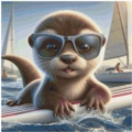 30x30 45Farben Cool Otter on Surfboard