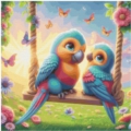 30x30 50Farben cute parrots on the swing