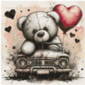 40x40 50Farben Teddy with love in the car“