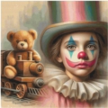 60x60 85 Farben Teddy vs. Clown