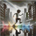 80x80 100 Farben Boy jumps into the Puddle