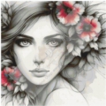 Black white Flower 50x50 cm 50 Farben