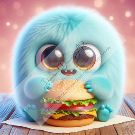 Diamond Painting Bild „Blue Hamburger Monster“