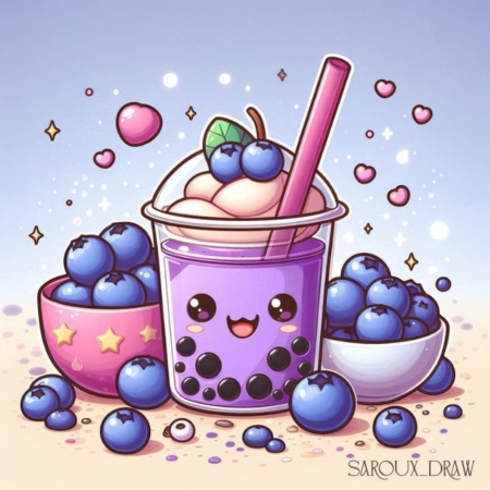 Diamond Painting Bild „Blueberry Bubble Tea“