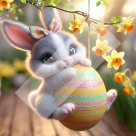 Diamond Painting Bild „Bunny on Egg“