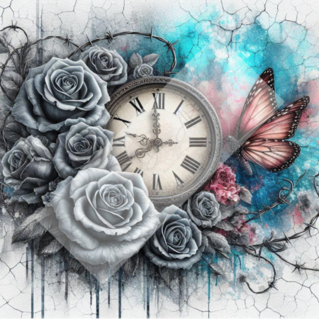 Diamond Painting Bild „Butterfly Clock“