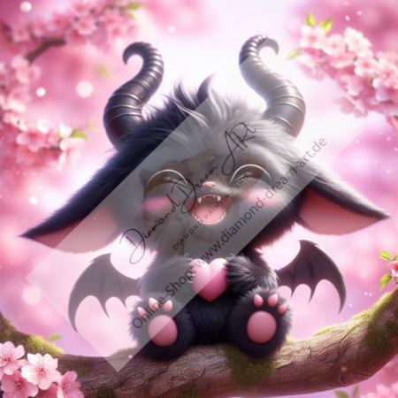 Diamond Painting Bild „Cherry blossom monster with a Heart“