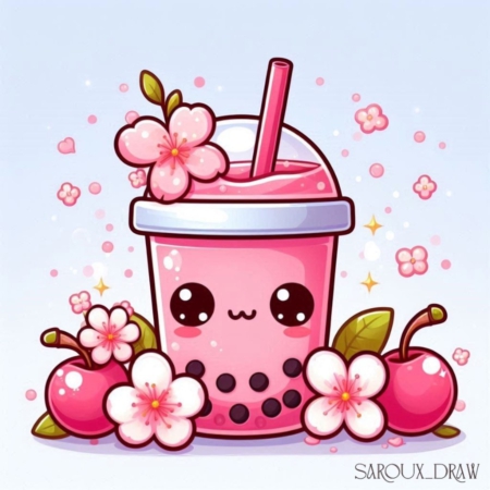 Diamond Painting Bild „Cherryblossom Bubble Tea“