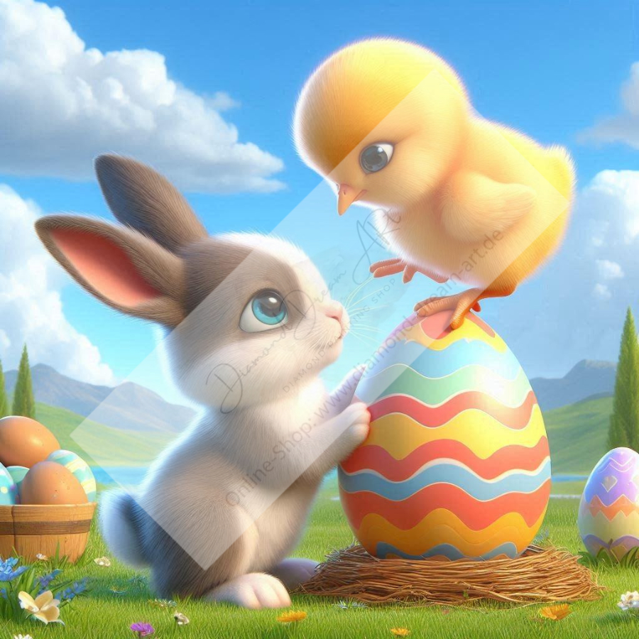 Diamond Painting Bild „Chick on the egg“
