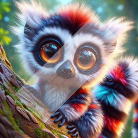 Diamond Painting Bild „Colorful Lemur“