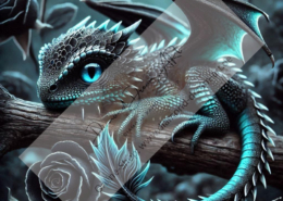 Diamond Painting Bild „Dark Blue Dragon“
