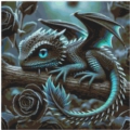 Dark blue dragon Pixel 50x50 cm 100 Farben