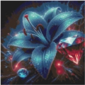 Dark diamonds with blue Lilies 70x70 cm 150 Farben