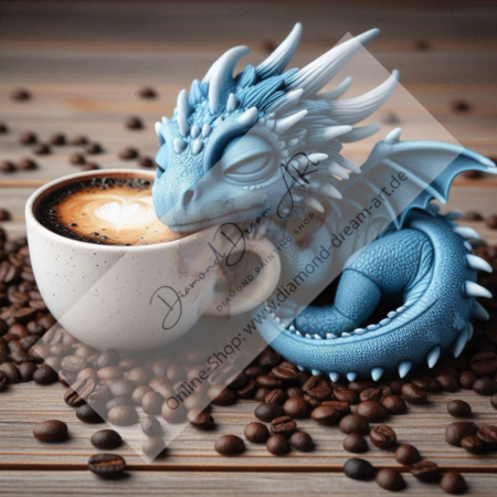 Diamond Painting Bild „Sleepy Coffee Dragon“