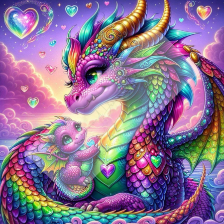 Diamond Painting Bild „Dragon Family“
