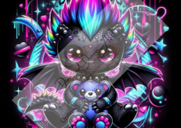 Diamond Painting Bild „Dragon Teddy Black“