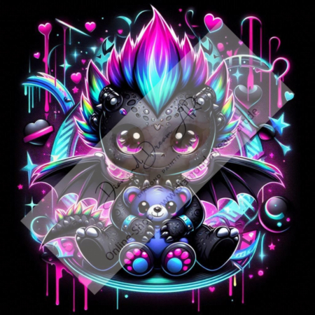 Diamond Painting Bild „Dragon Teddy Black“