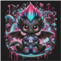 Dragon Teddy Black Pixel 60x60 cm 93 Farben