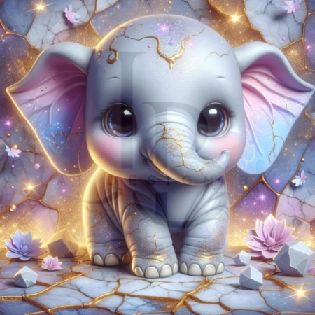 Diamond Painting Bild „Elephant of the golden Mosaic“