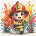 Feuerwehr Boy Pixel 40x40 cm 197 Farben