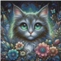 Flower Cat Pixel 60x60 cm 150 Farben