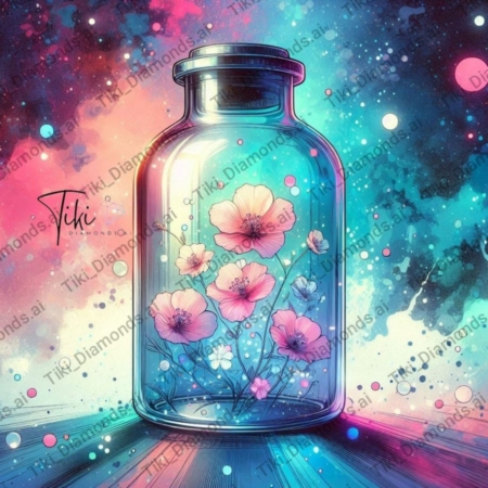 Diamond Painting Bild „Flowers in a Bottle“
