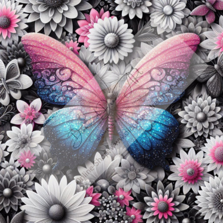 Diamond Painting Bild „Glittery Butterfly of Flowers“