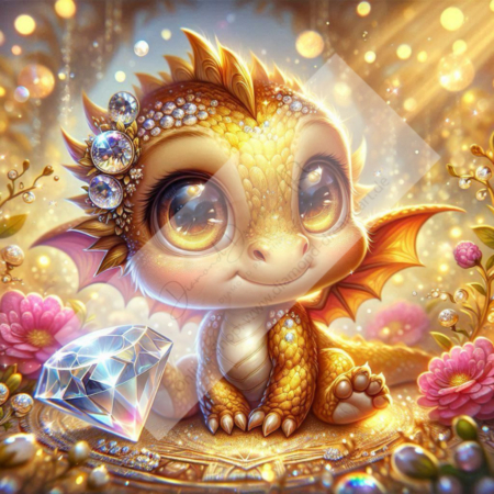 Diamond Painting Bild „Golden Baby Dragon“