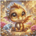 Golden Baby Dragon Pixel 50x50 50Farben