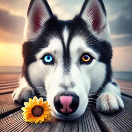 Diamond Painting Bild „Husky with blue and orange Eyes“