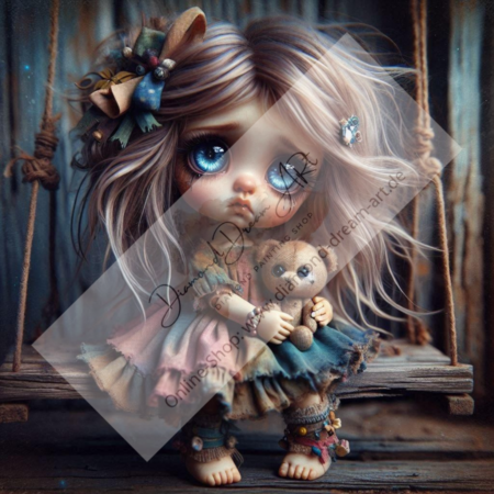 Diamond Painting Bild „Kira and her Teddy“