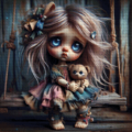 Kira and her teddy 80x80 159 Farben