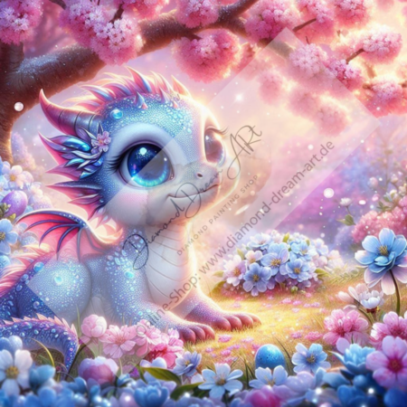 Diamond Painting Bild „Kirschblüten Drache“