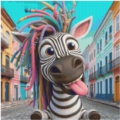 Lustiges Zebra 70x70 cm 120cm