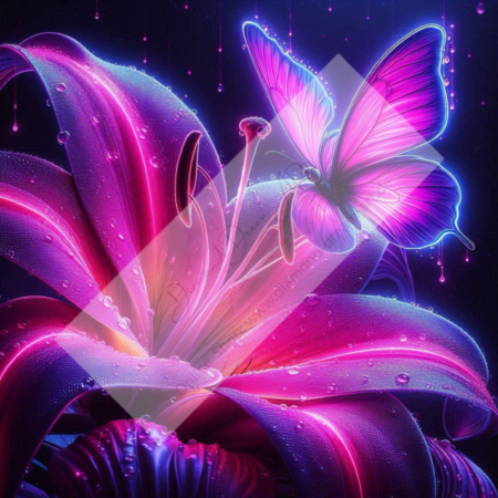Diamond Painting Bild „Neon Light Lilie“