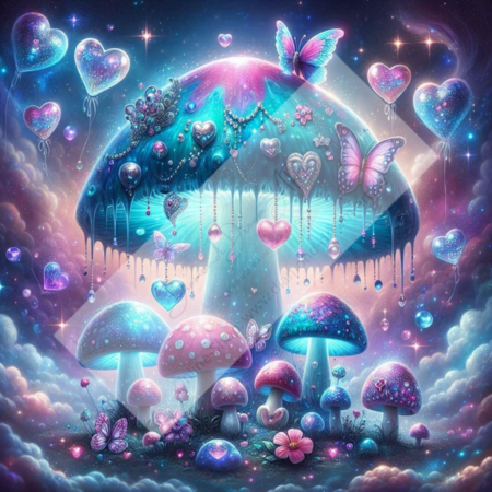 Diamond Painting Bild „Neon Mushroom Paradis“