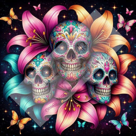 Diamond Painting Bild „Neon Skulls“