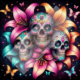 Diamond Painting Bild „Neon Skulls“