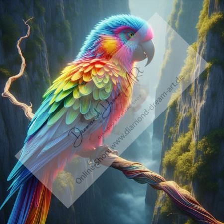 Diamond Painting Bild „Parrot on dry branch“