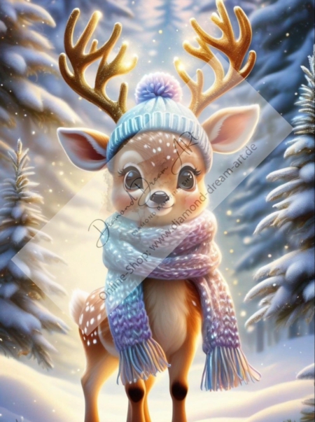 Diamond Painting Bild „Cozy Winter Deer“