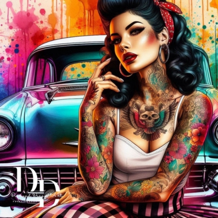 Pin Up der 60 iger 90x90 cm 414 Farben