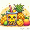 Diamond Painting Bild „Pineapple Splash Blubble Tea“