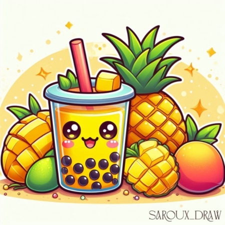Diamond Painting Bild „Pineapple Splash Blubble Tea“