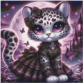 Purple Cat Woman 70x70 cm 65 Farben
