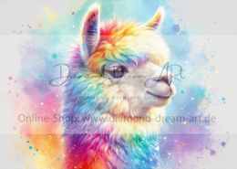 Diamond Painting Bild „Rainbow Alpaka“