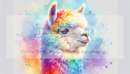 Diamond Painting Bild „Rainbow Alpaka“
