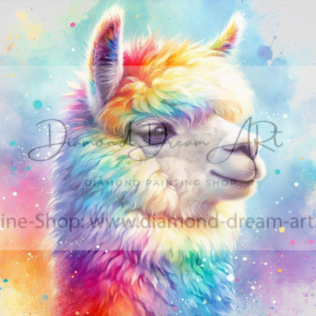 Diamond Painting Bild „Rainbow Alpaka“