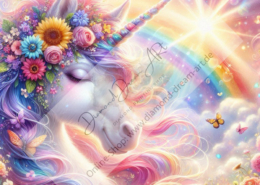 Diamond Painting Bild „Rainbow Flower Unicorn“