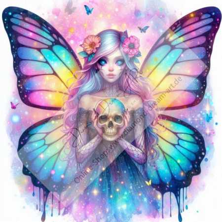 Diamond Painting Bild „Skull Butterfly Girl“