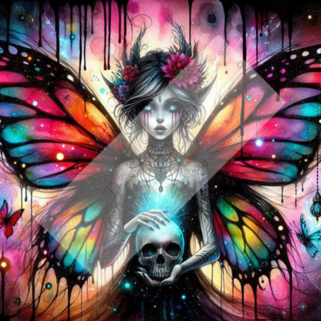 Diamond Painting Bild „Skull Butterfly Girl“
